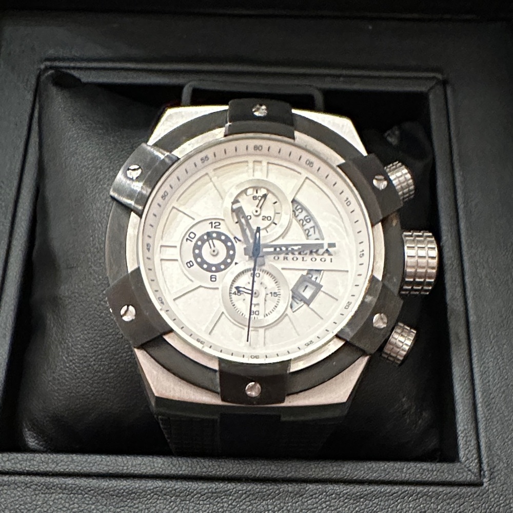 Black and Silver Chronograph Watch by